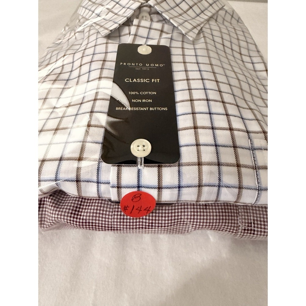 NWT Pronto Uomo Men's Dress Shirt Size-16/5-32/33 Button Up Non Iron Classic Fit - Picture 15 of 16